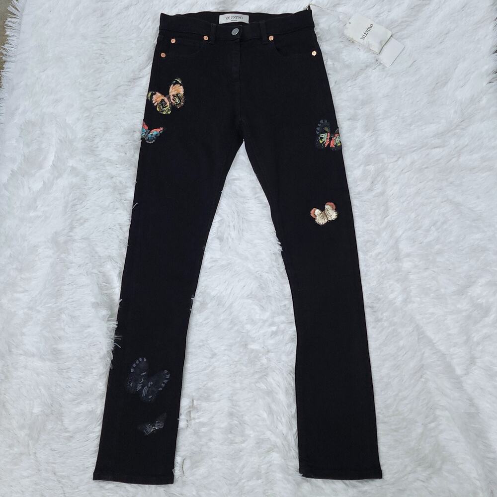Valentino x Izumi Miyazaki 'Gravitation' Butterfly Print Jeans Black MSRP $2590